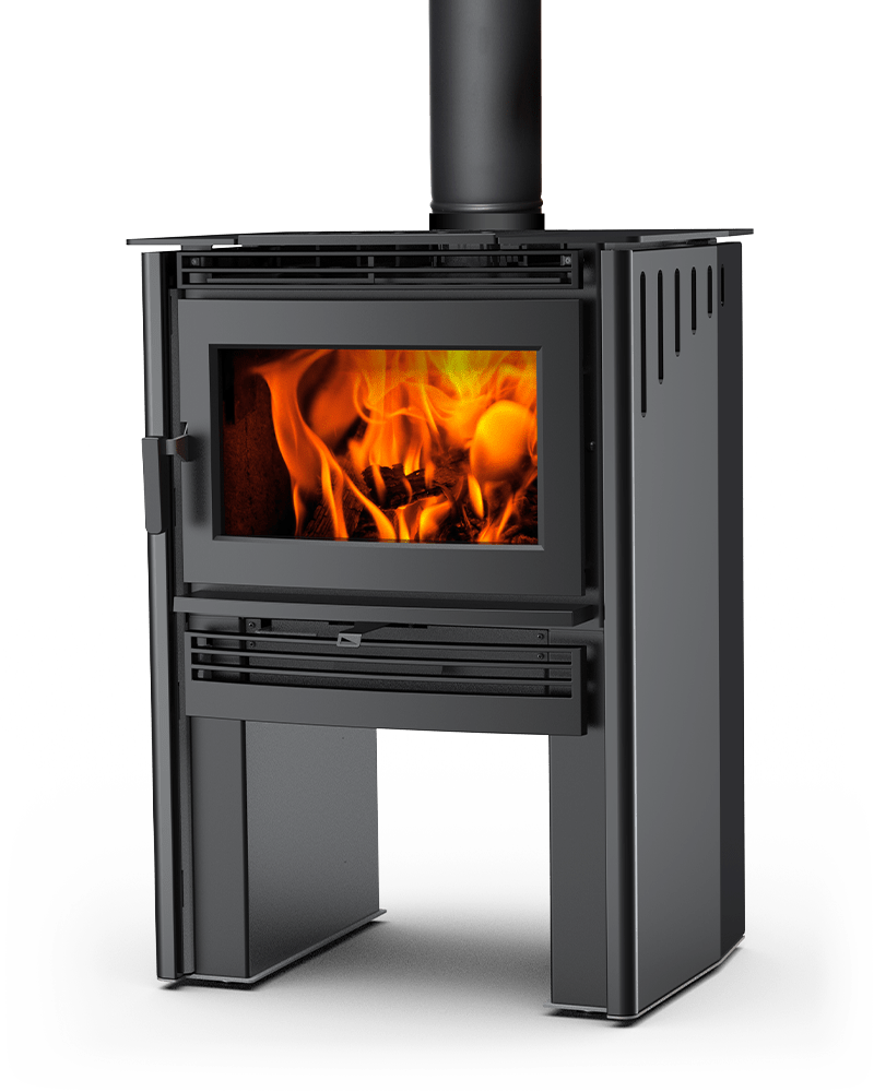 Neo 2.5 LE wood stove with black porcelain enamel panels