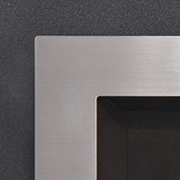Tofino gas fireplace insert Modern Decorative Front in Brushed Nickel